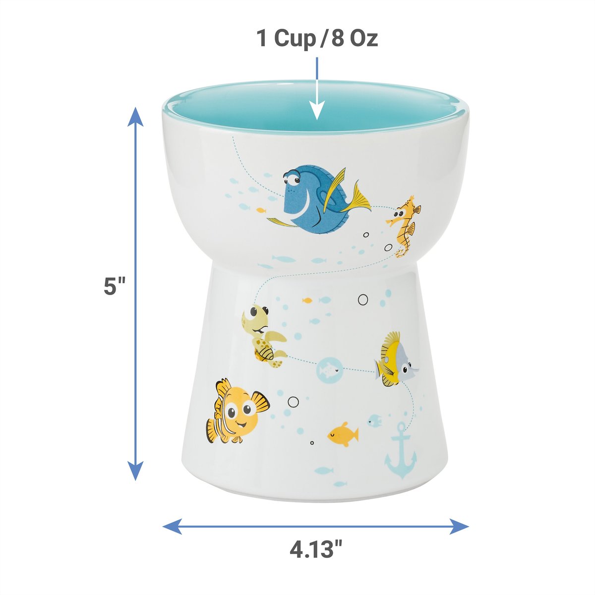 Pixar Finding Nemo Tall Shape Non-Skid Elevated Ceramic Cat Bowl