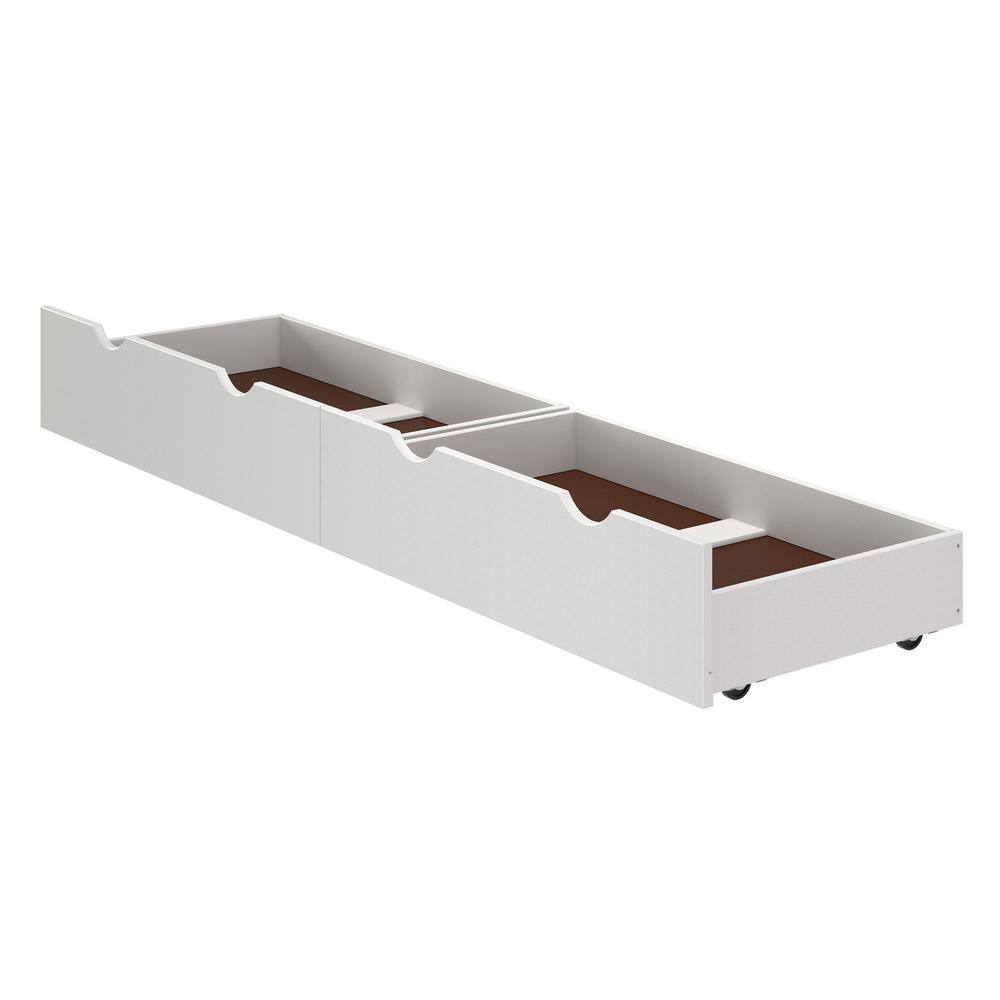 Bolton Furniture Alaterre 37 in. W x 9 in. H White Under Bed Storage Drawers (Set of 2) AJ0049WH