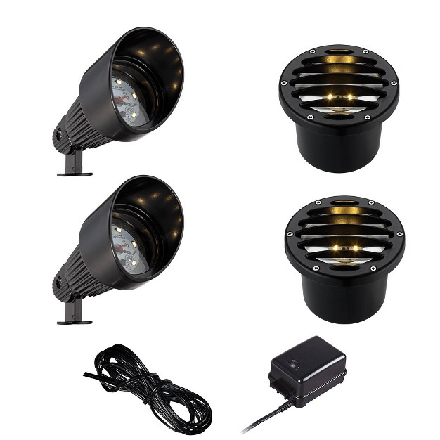 John Timberland Black Led Spot And Large In ground Complete Landscape Kit