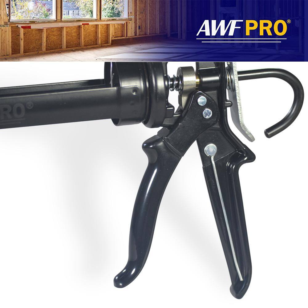 AWF PRO 10 oz. 18:1 Thrust Caulk Gun Rotating Barrel Vinyl Grip with Puncture Tool on Handle AWF 2001