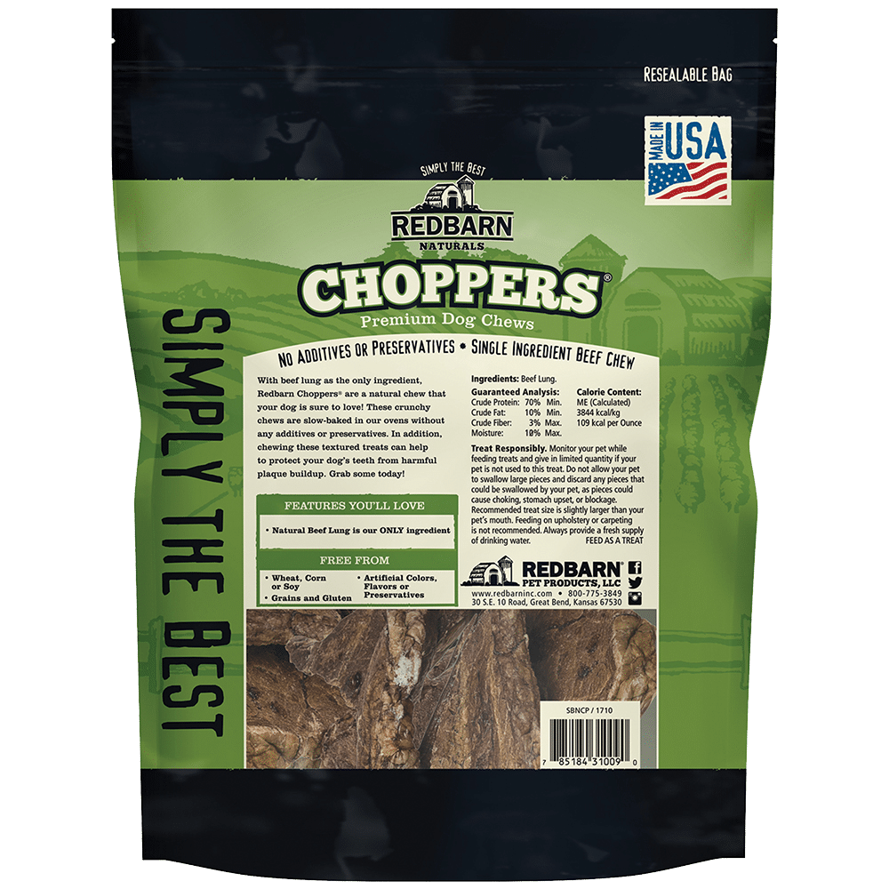 Redbarn Choppers Dog Treats， 9-oz bag;