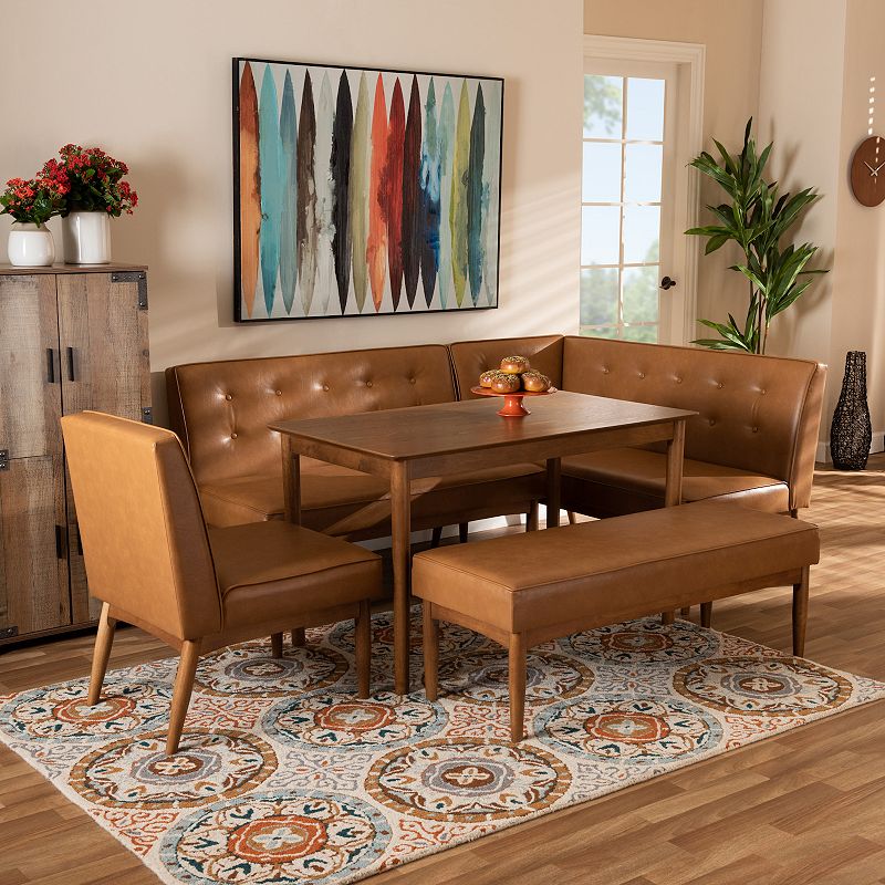 Baxton Studio Arvid Brown 5-Piece Dining Nook Set