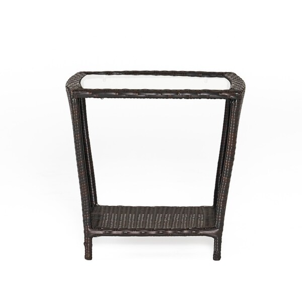 Weston Outdoor Wicker Side Table with Glass Top by Christopher Knight Home