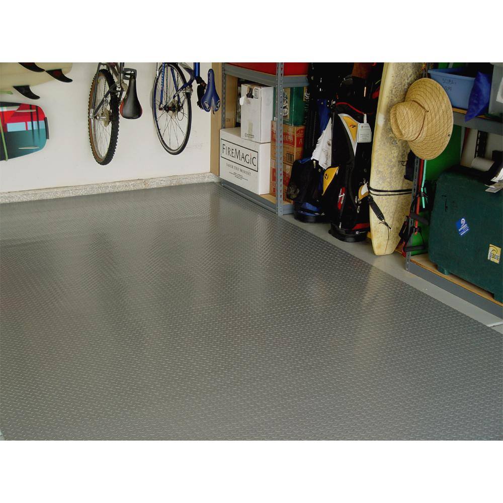 Diamond Deck 5 ft. x 7.5 ft. Pewter Textured PVC Motorcycle Mat 85057