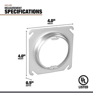 Southwire 4 in. W Steel Metallic Square Cover Raised 12 in. Open with Ears 2-34 in. OC (1-Pack) 52C3-UPC