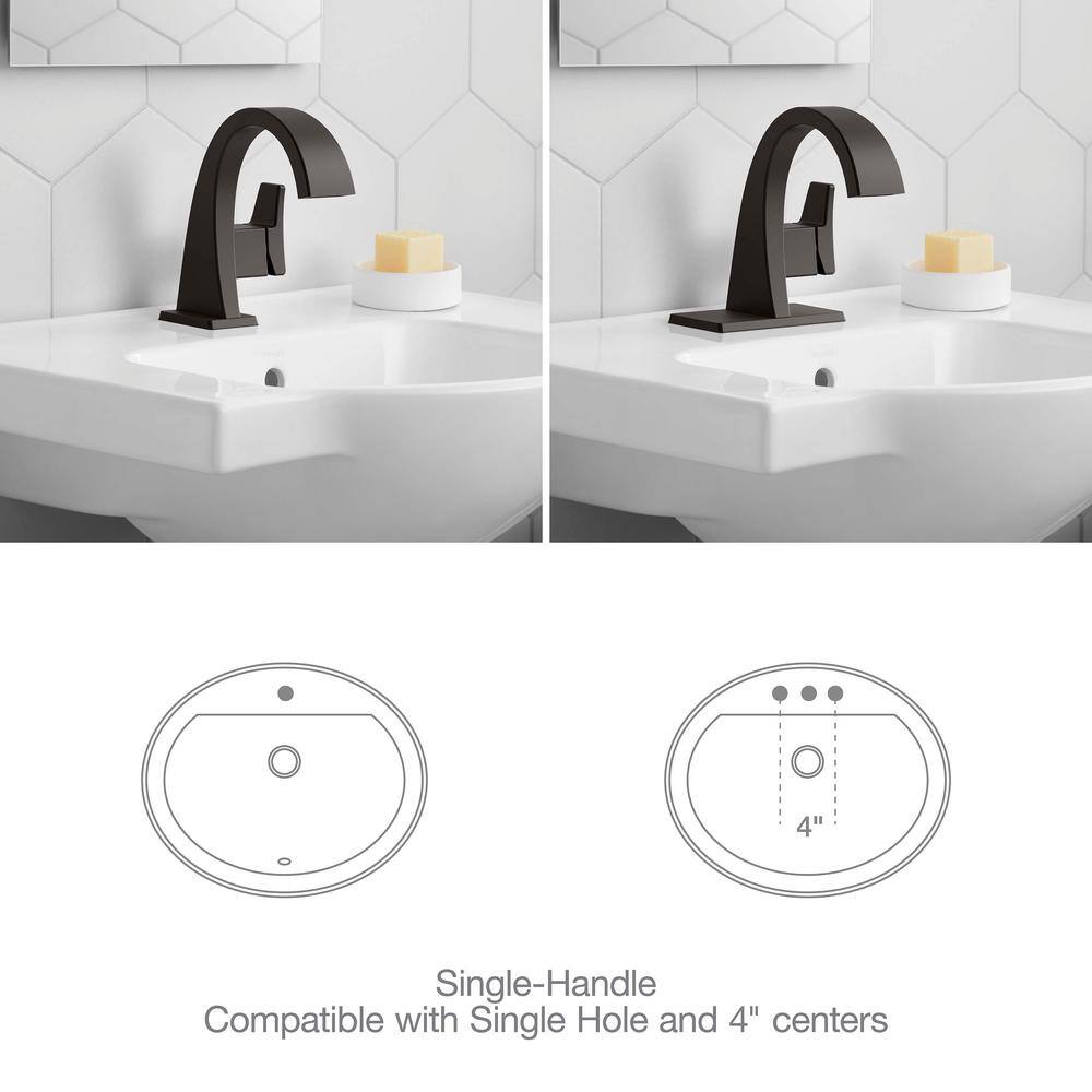 KOHLER Katun Single Hole or 4 in. Centerset Single-Handle Bathroom Faucet in Matte Black K-R78037-4D-BL