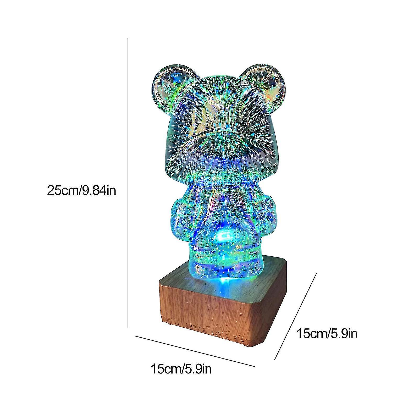 3d Firework Bear，creative Light Projection Colorful Bear For Desk Night Lights Valentine's Day Gifts