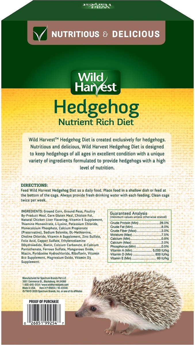 Wild Harvest Nutrient Rich Diet Hedgehog Food， 22-oz bag