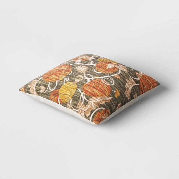 Printed Pumpkin Square Throw Pillow