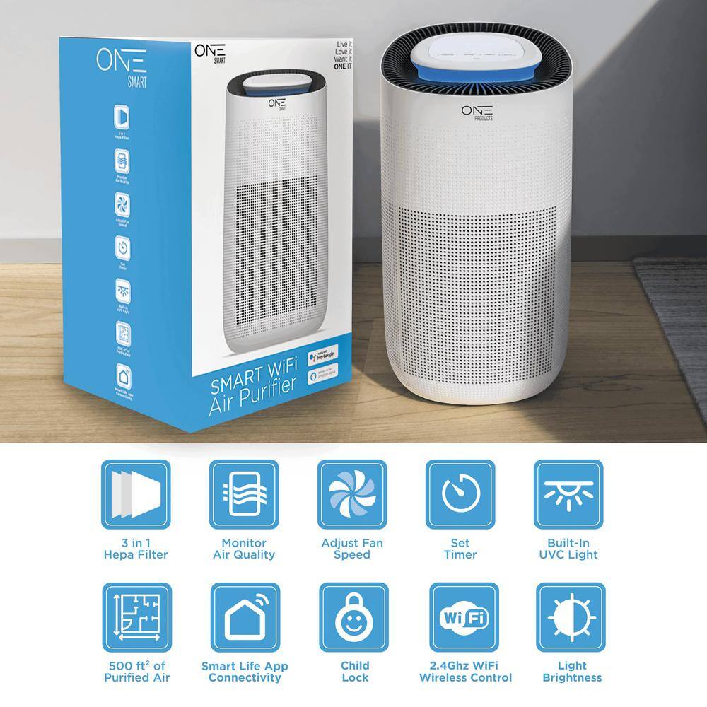 One Smart Consumer Electronics Gear Athena Smart Air Purifier with Voice Control HEPA Filter Included. Compatible with Google Assistant and Alexa with App OSAP01