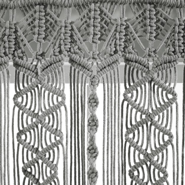 Boho Macrame Textured Cotton Window Valance Gray Lush D cor