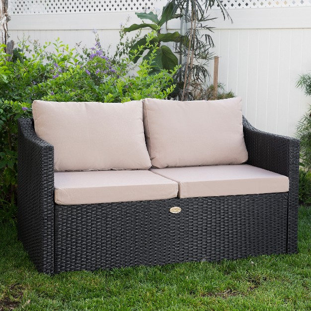 Barton 2 Person Madison Outdoor Patio Wicker Sofa Set Love Seat W Seat Cushion