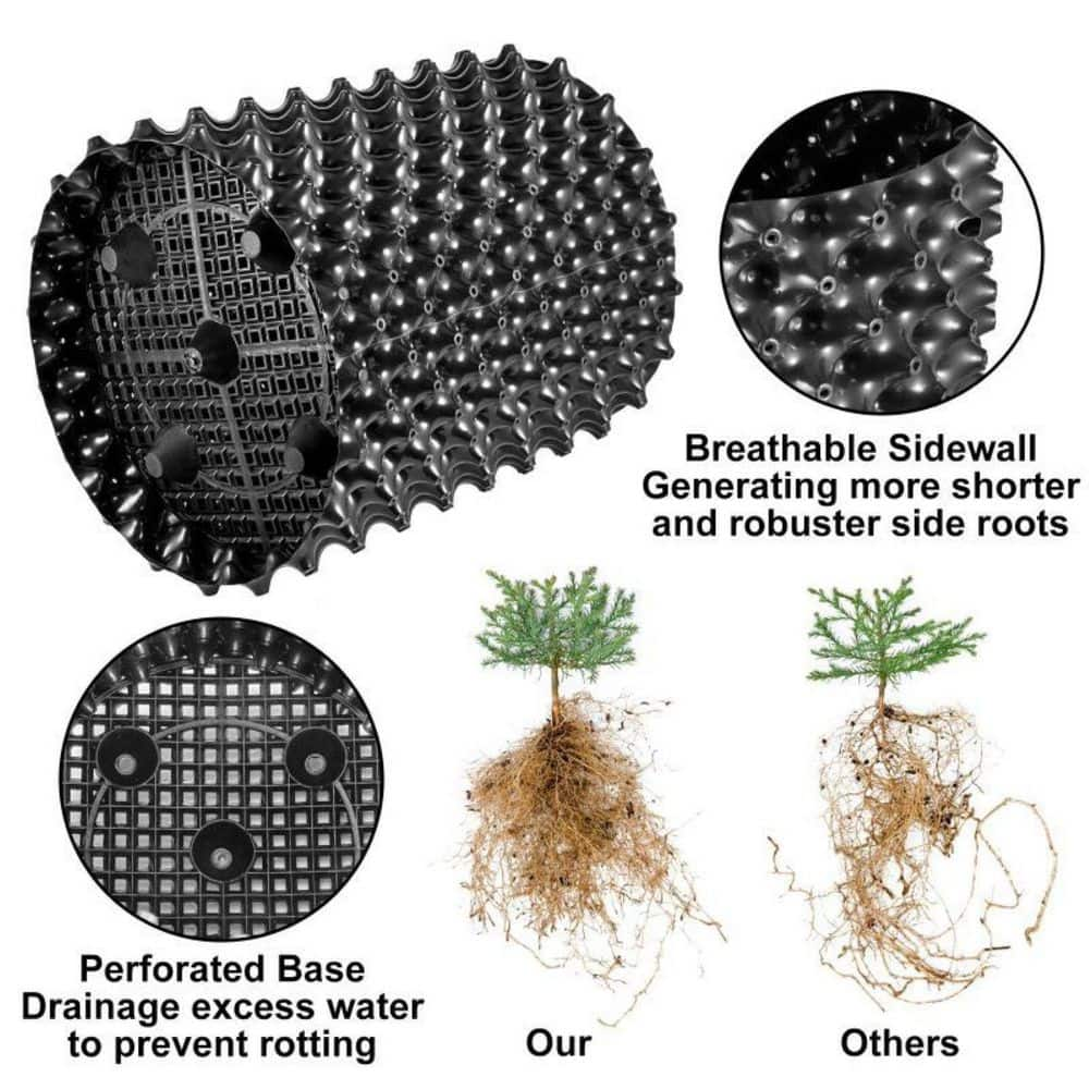 Cisvio Recycled PVC Material Air Root Pots Plant Root Trainer， with Base Screws and Non-Woven Fabric Pot (10-Pieces) D0102HIRPEV