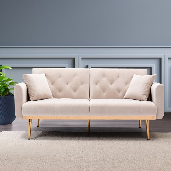 Zenith 63.78 in Velvet Modern Straight Reclining Tufted Sofa