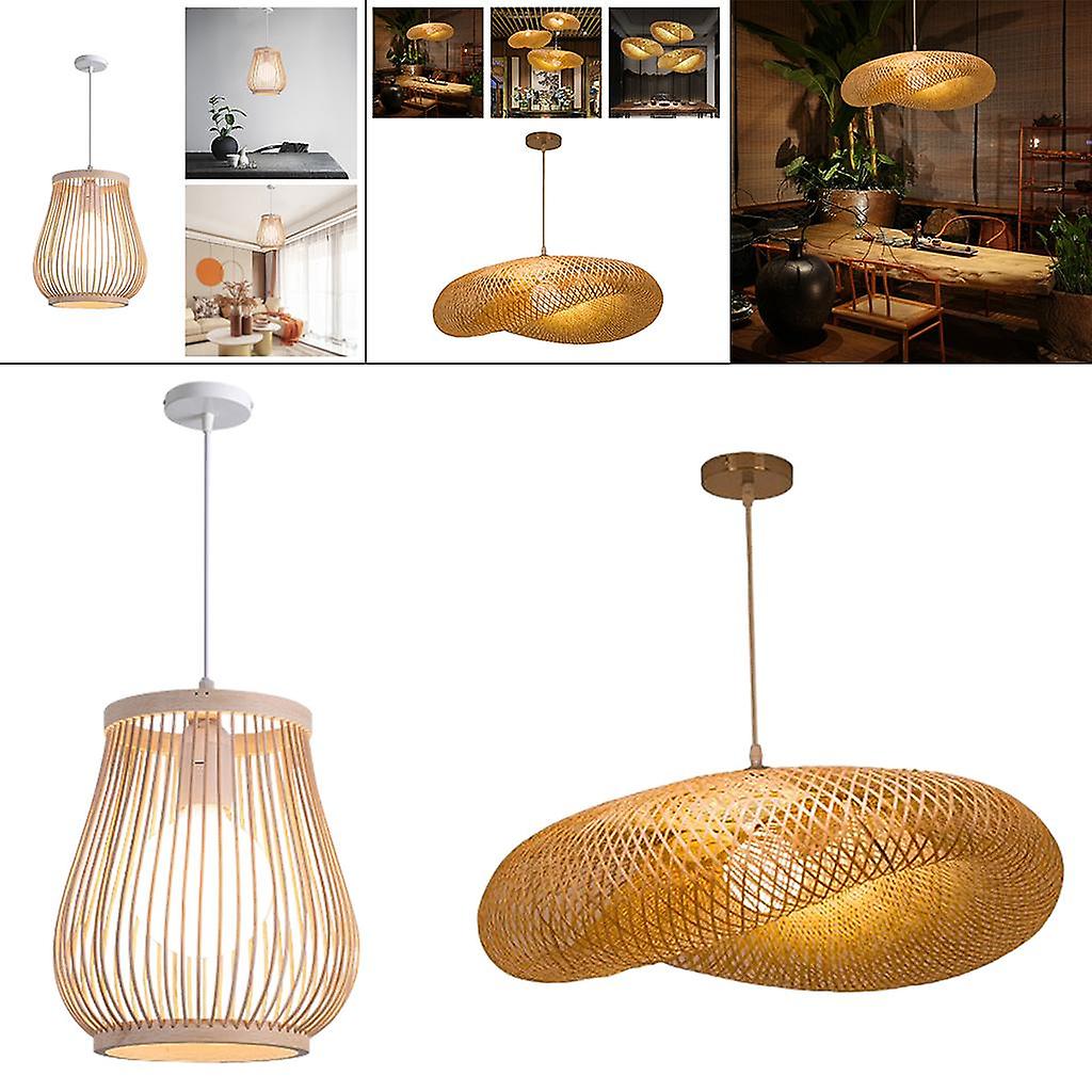 2x Bamboo Chandelier Wicker Rattan Pendant Light Hanging Ceiling Lamp