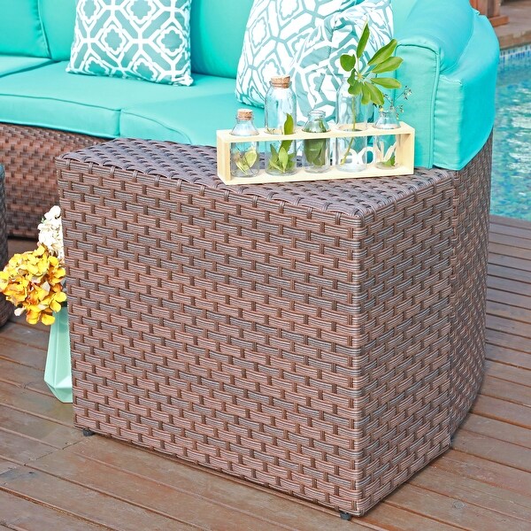 2piece Outdoor Wicker Arm Table Patio Side Table