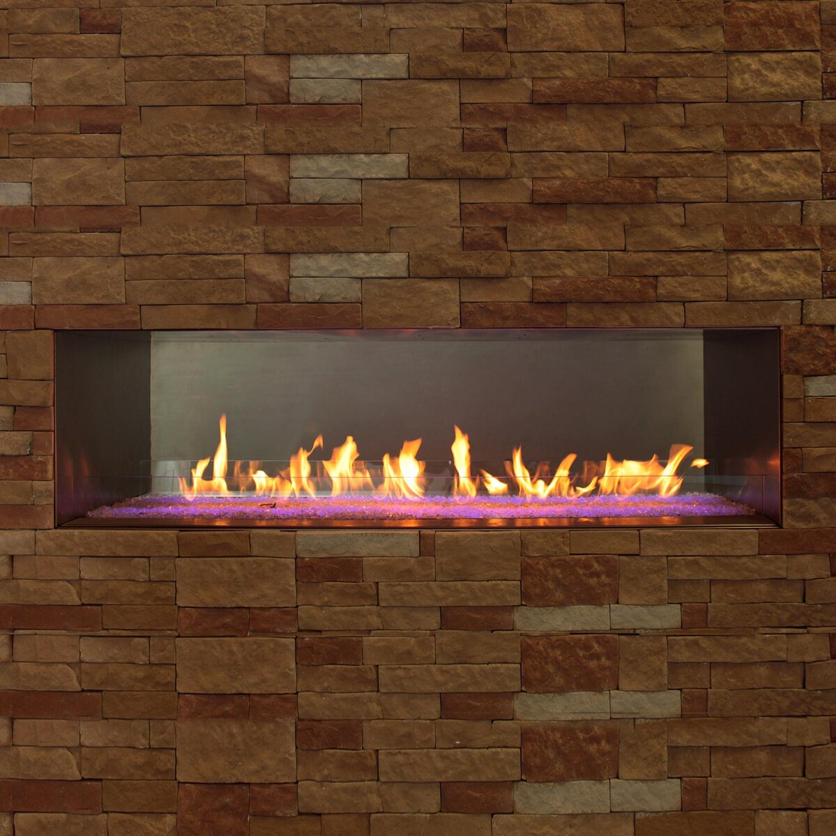 White Mountain Hearth By Empire Carol Rose 60-Inch Vent Free Natural Gas Outdoor Linear Fireplace W/ Manual Electronic Ignition and LED Light System