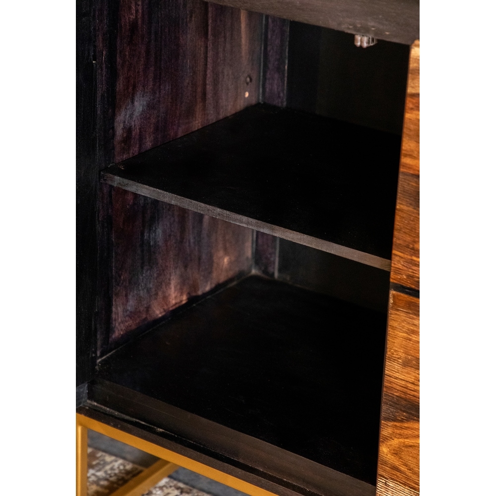 Coaster Furniture Zara Black Walnut and Gold 2 drawer Accent Cabinet