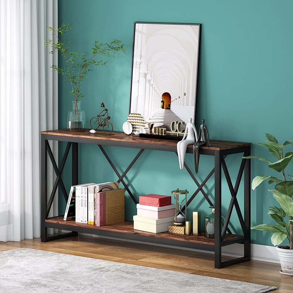 70.9 Inch Console Table  Industrial Sofa Table Narrow Long Entry Table   70.9\