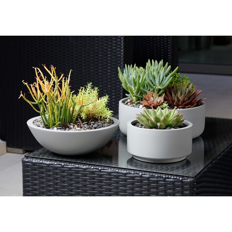 Indoor/Outdoor Large Nordic Minimalist Fiberstone Lightweight Round Planter