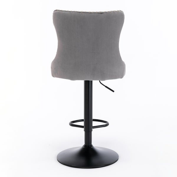 Set of 2 Swivel Velvet Barstools with Backs Comfortable Tufted