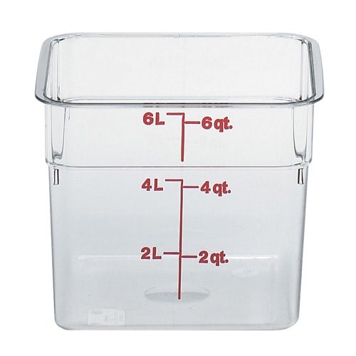 Cambro 6SFS CamSquares Food Container， 6 Quarts， Clear Camwear