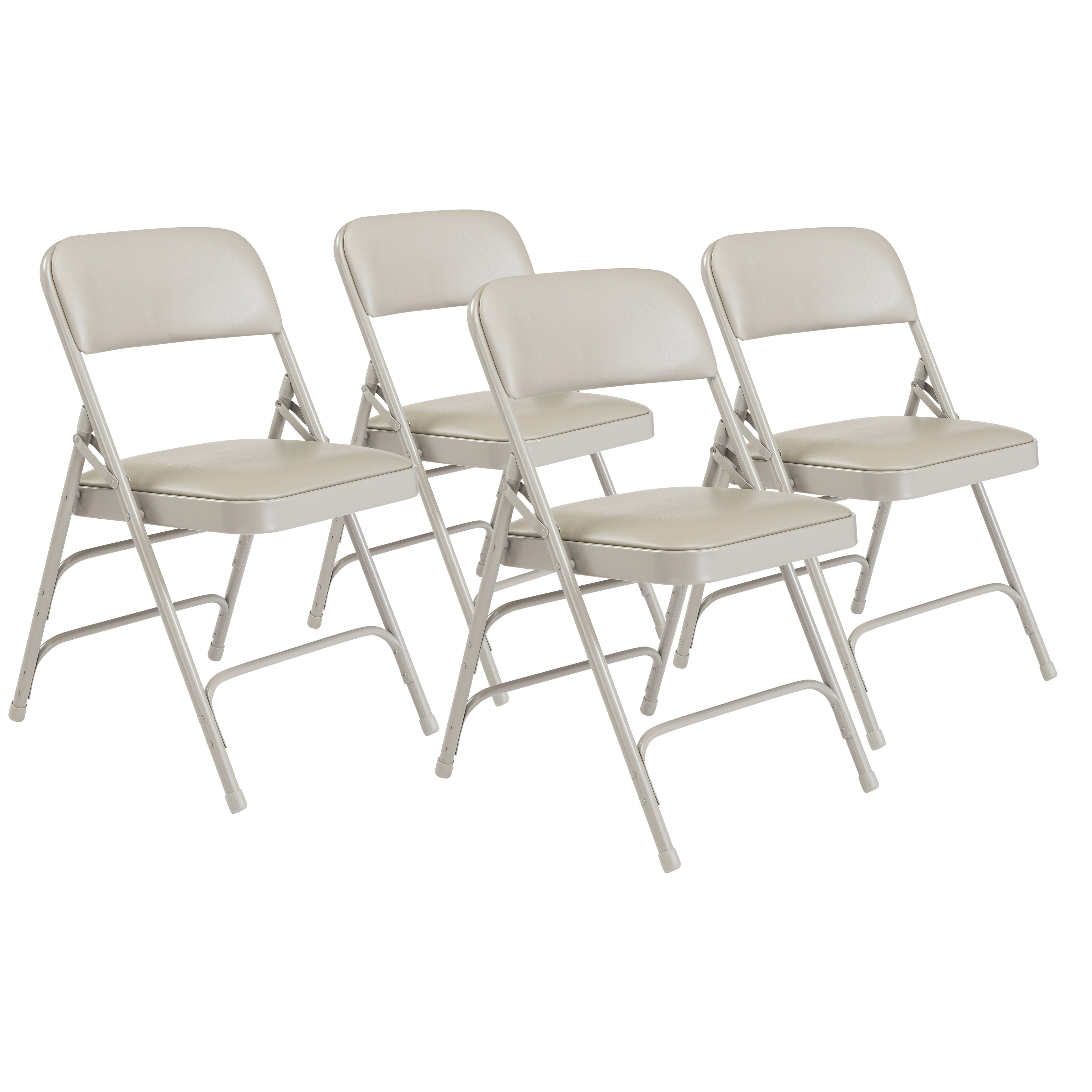 (Pack of 4) NPS® 1300 Series Deluxe Vinyl Upholstered Triple Brace Double Hinge Folding Chair, Warm Grey