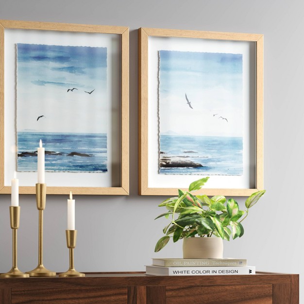 X 20 quot Seascape Framed Art Set Natural