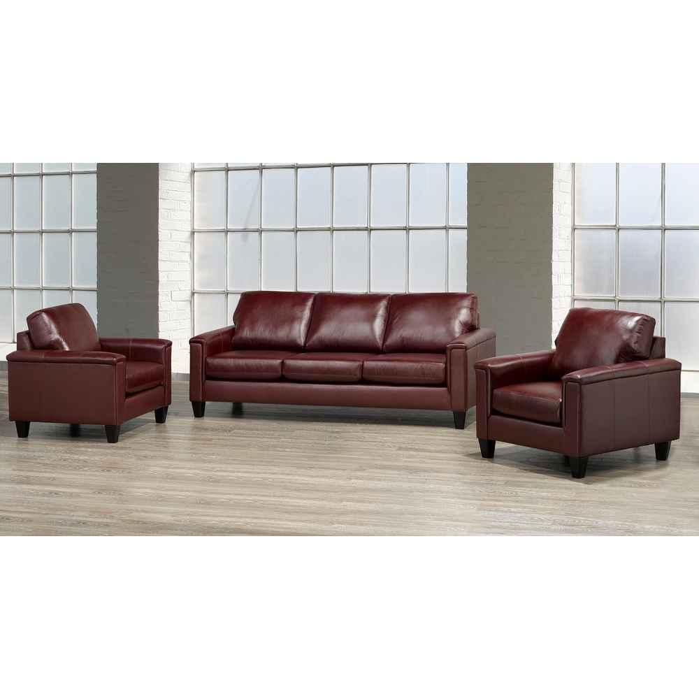 Auckland Top Grain Leather Sofa and Two Chair Set