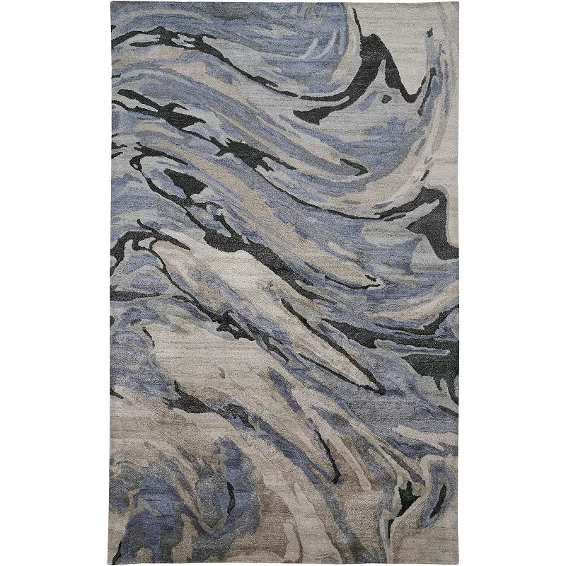 Weave and Wander Orwell Blue Marble Area Rug