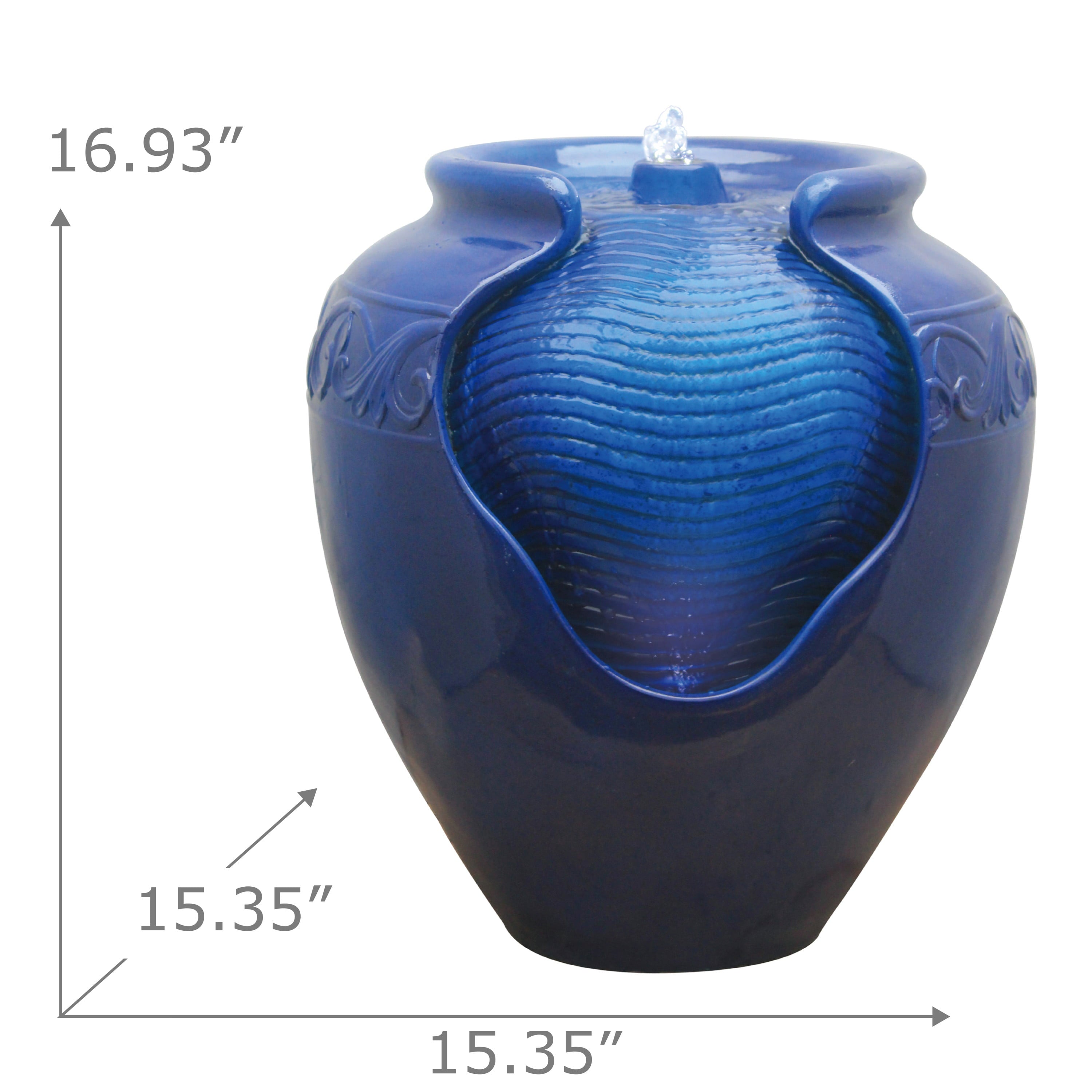 Teamson Home Outdoor Glazed Pot Floor Fountain - Royal Blue