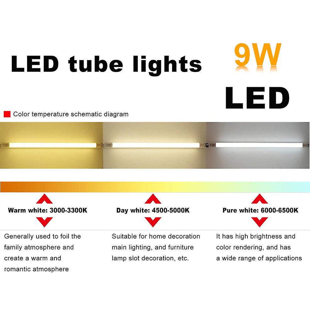 2 Pcs T8 Fluorescent Led Tube Light 60 Cm Length 9w Warm White 3000k 85v-265v