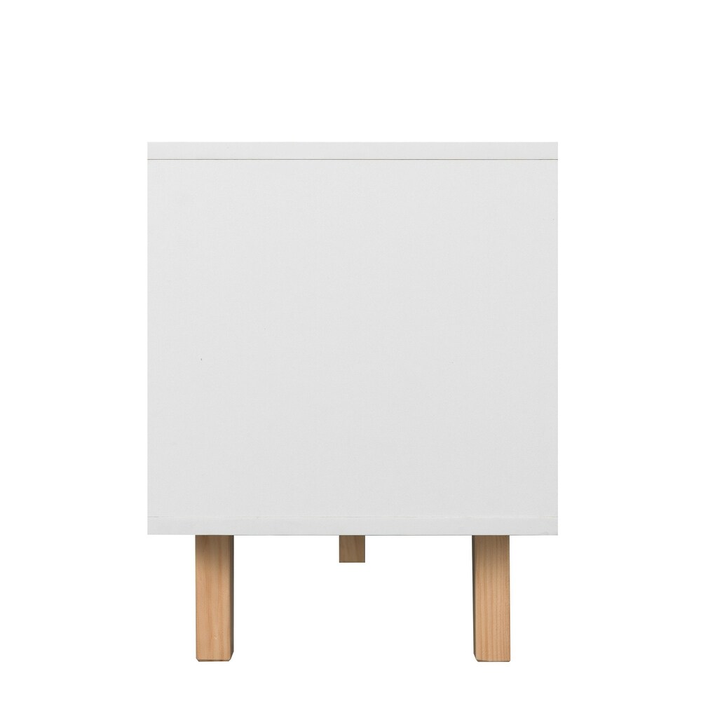 White TV Stand Media Storage Cabinets with LED Light Fit up to 65\