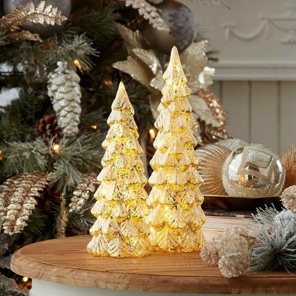 LED Lighted Glittered Christmas Tree Tabletop Decorations