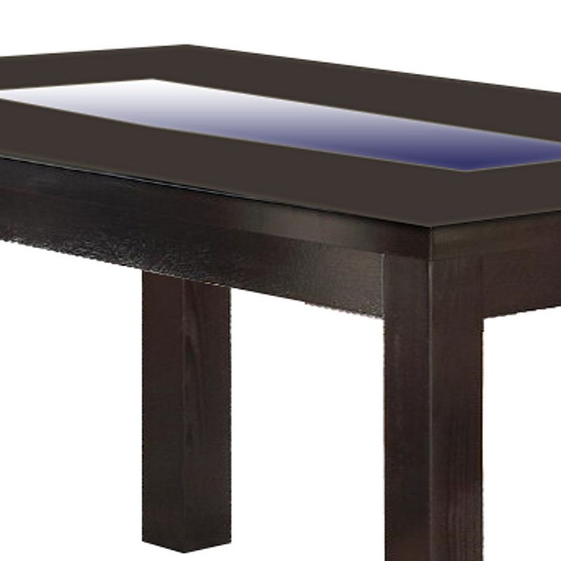 Wooden Dining Table With Tempered Glass Top， Brown