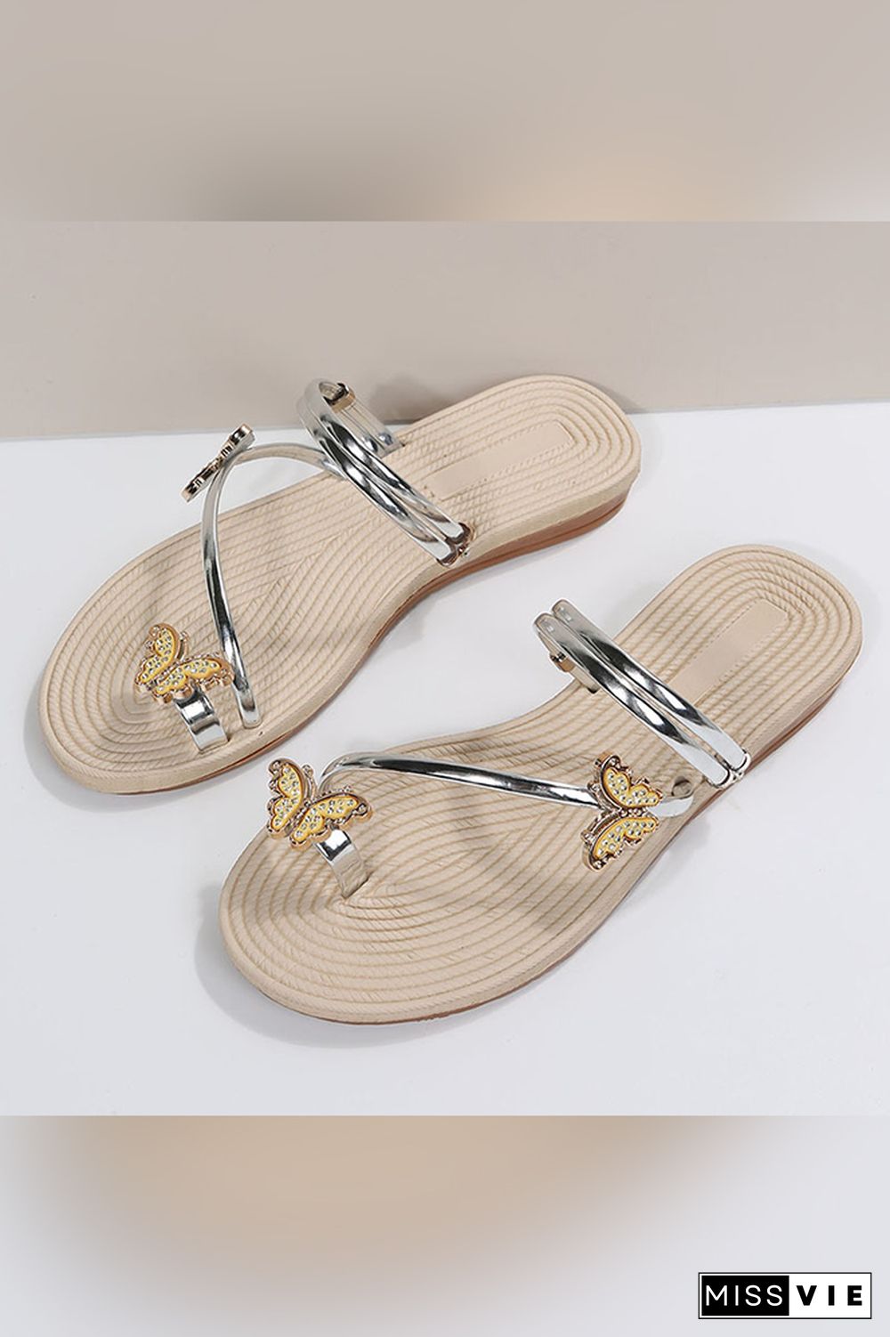 Butterfly Toe Ring Straps Flat Sandals