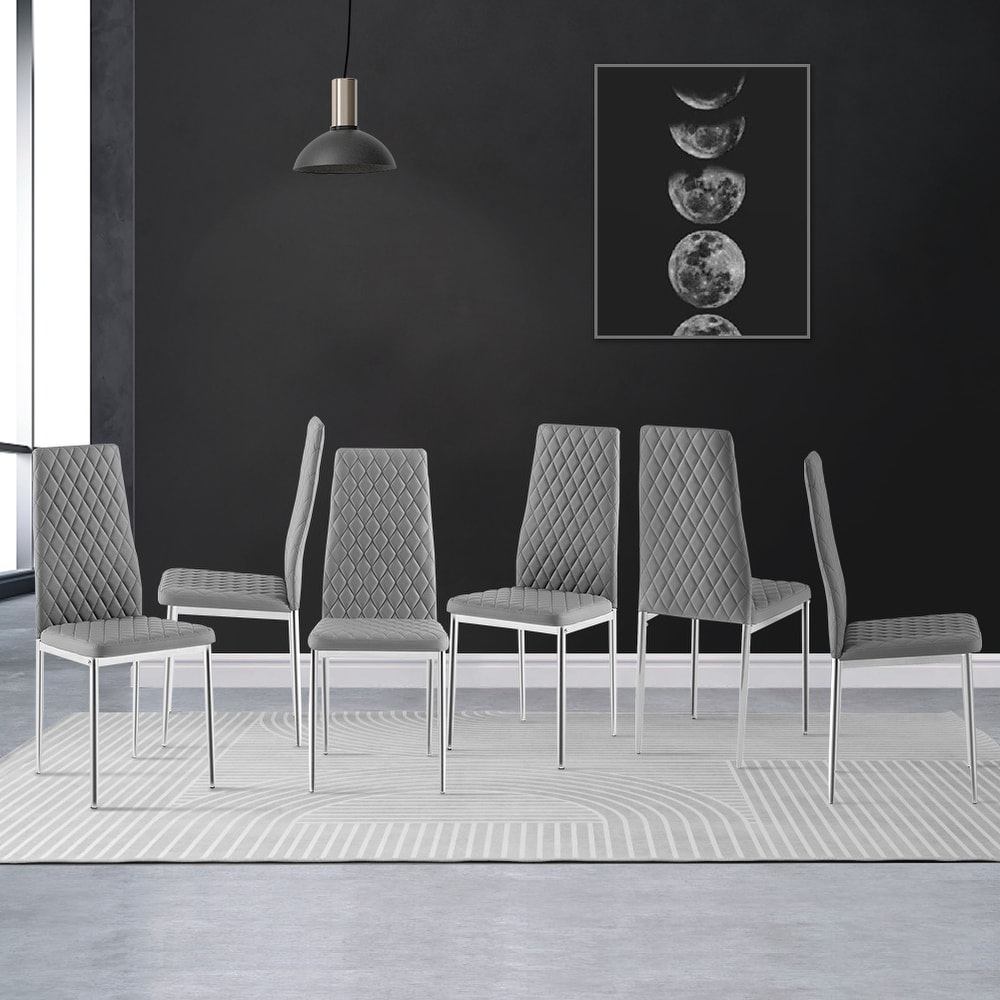 Modern Simple Dining Chairs with Metal Pipe Legs Set Of 4/6