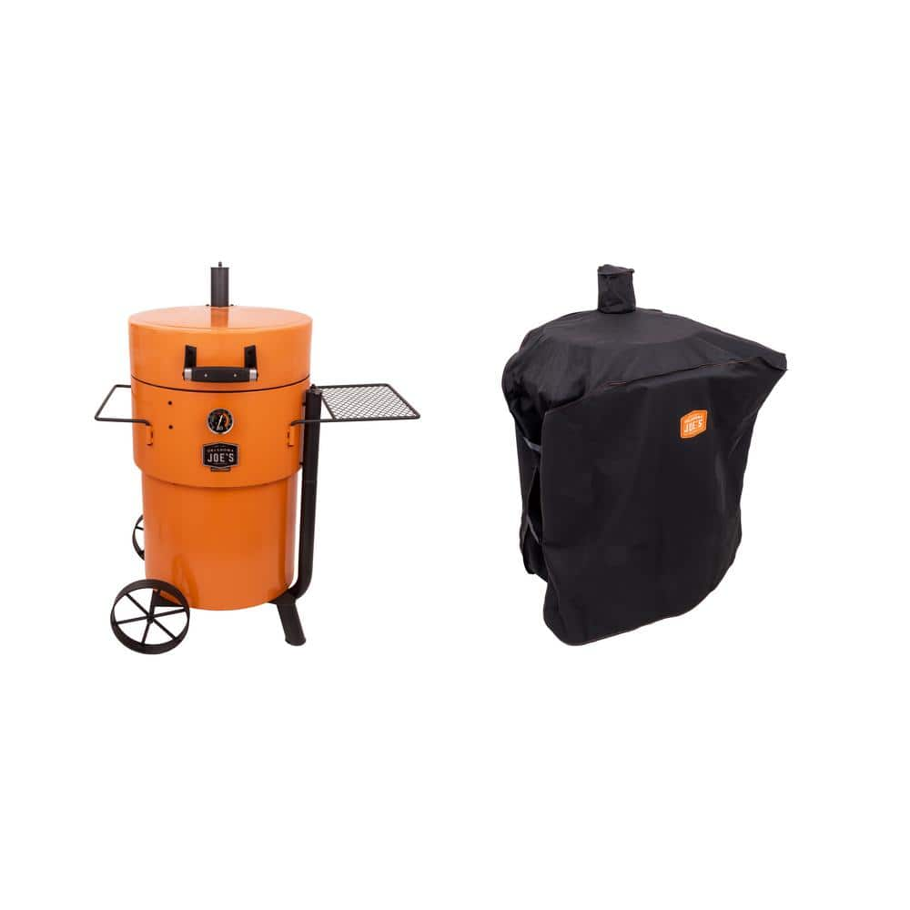 OKLAHOMA JOE'S Bronco 284 sq. in. Drum Charcoal Smoker and Grill in Orange with Cover 22202159