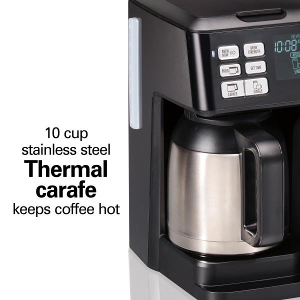 Hamilton Beach FlexBrew Trio Coffee Maker ， 10 Cup Thermal， Black and Stainless， Model 49966