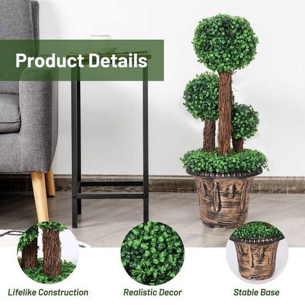 Artificial Topiary Triple Ball Tree Garden Decor