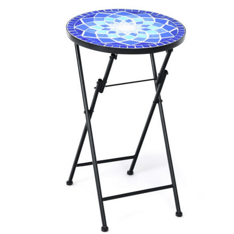 Round End Table with Ceramic Tile Top