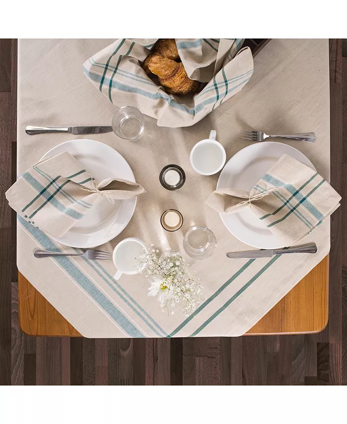 Design Imports Chambray French Stripe Tablecloth 60 x 84