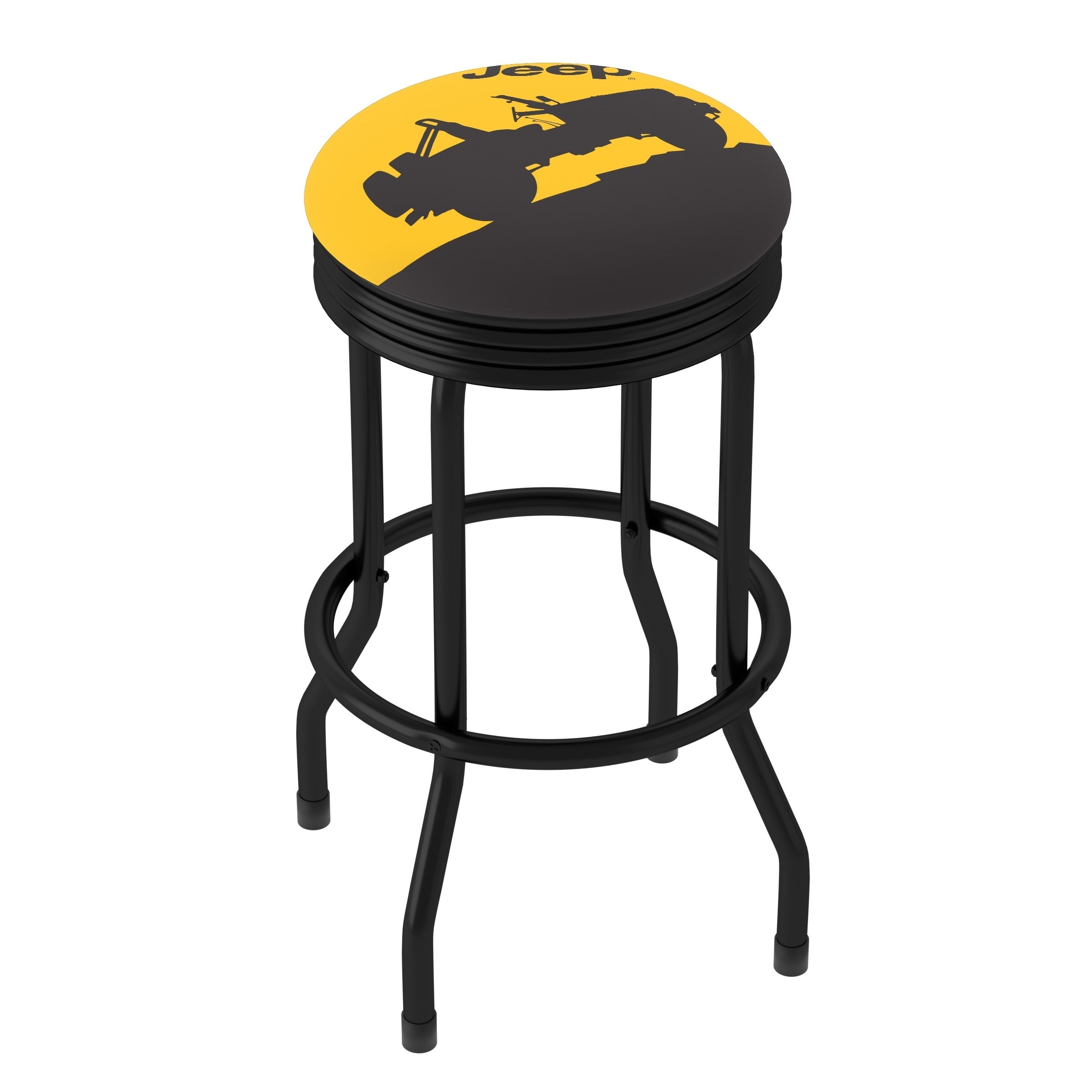 Jeep Silhouette 360 Degree Swivel Black Ribbed Barstool with Foam Padded Seat - 20.75 x 20.75 x 29