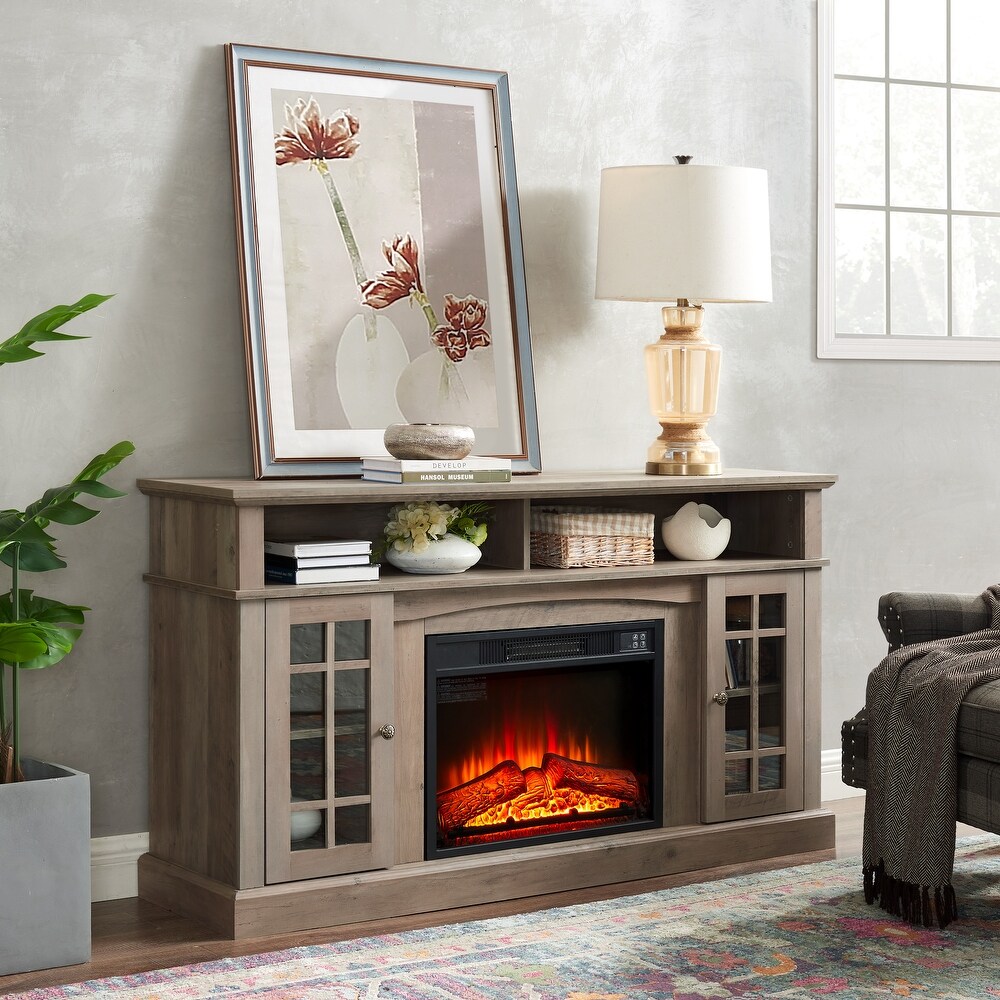 Rustic Fireplace TV Console with 23\