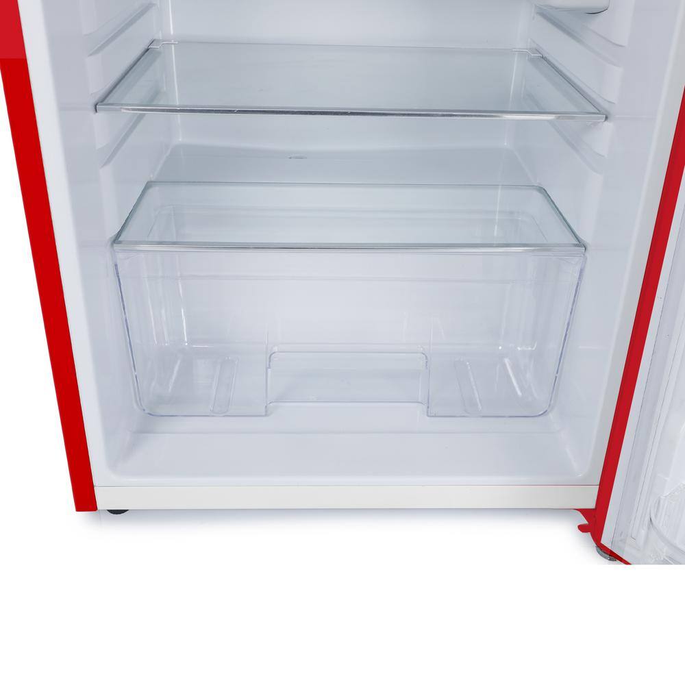 Commercial Cool 4.0 cu. ft. Retro Mini Fridge with Full Width Freezer Compartment in Red CCRR4LR