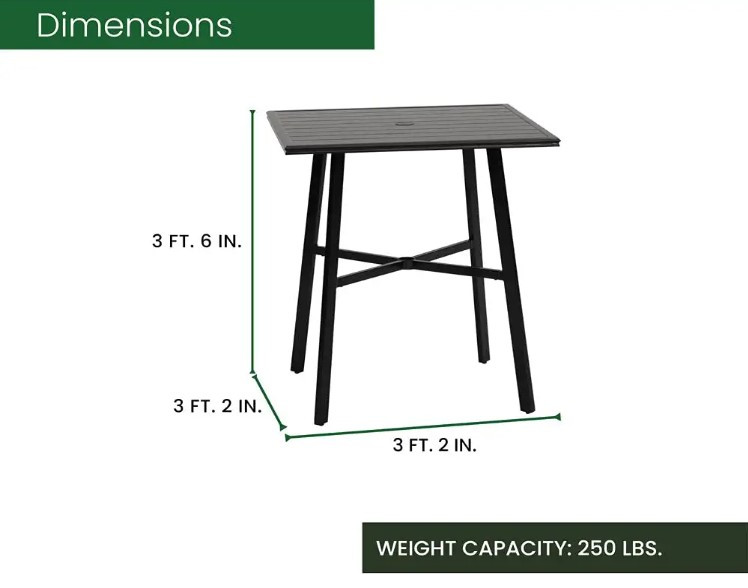 Patio Counter Height Bistro Table  Aluminum Construction With Slatted Top  Gray   Transitional   Outdoor Pub And Bistro Tables   by Decor Love  Houzz