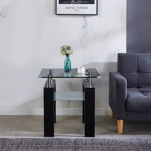 Modern Design Side Table with Clear Glass Top