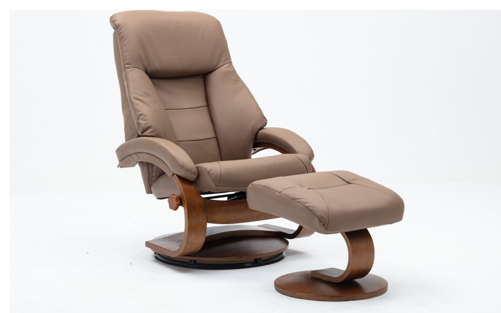 Montreal Recliner and Ottoman in Sand Top Grain Leather   Contemporary   Recliner Chairs   by MAC MOTION CHAIRS  Houzz