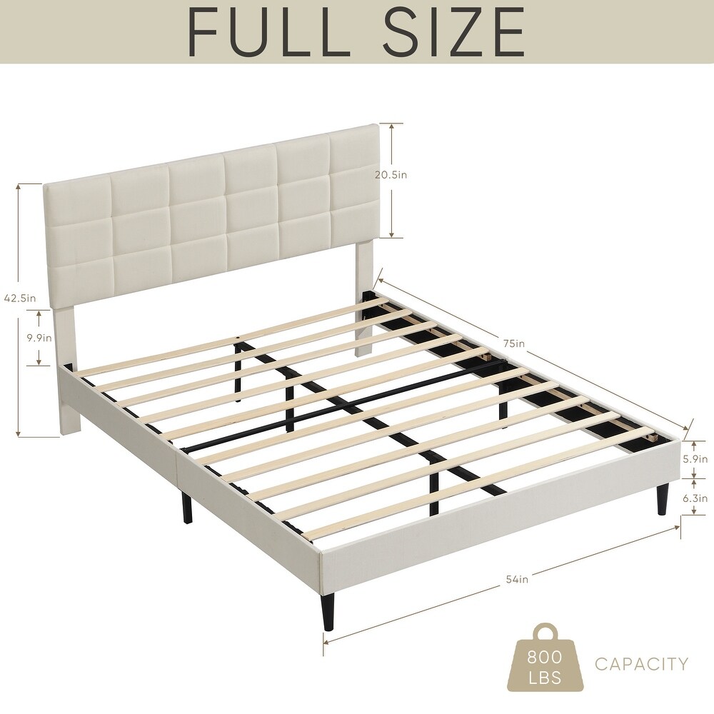 Platform Low Profile Wood Slat Support Bed Frame No Box Spring Needed