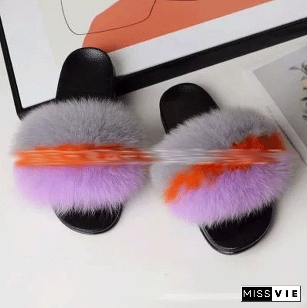 Furry Slippers Flat Half-drag Slippers